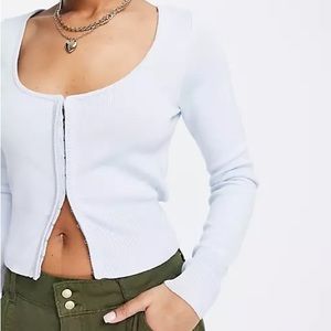 Abercrombie & Fitch Hook & Eye Slim Cardi Scoop Neck Cropped Sweater Top Size M